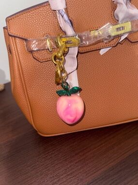 Peach Charm Keychain Bag Charm in Pink